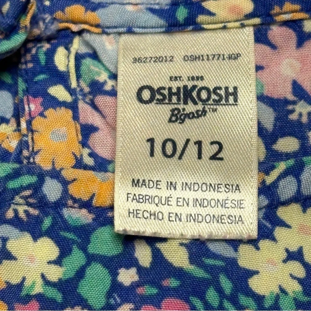 OshKosh B'gosh Girls Blue Floral Sundress Knee Length Spring Casual, 10